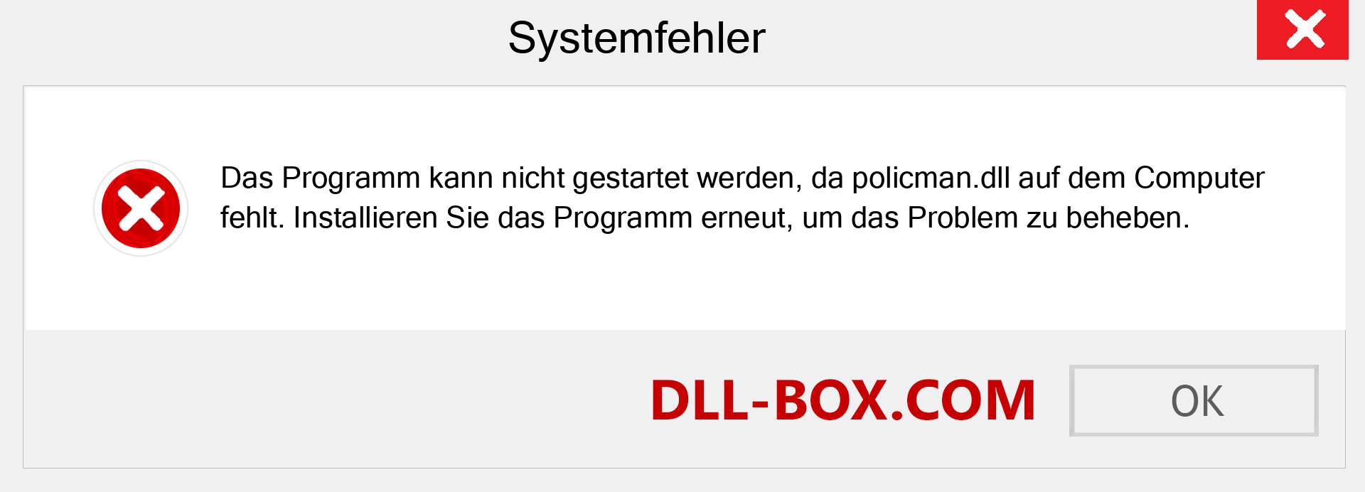 policman.dll-Datei fehlt?. Download für Windows 7, 8, 10 - Fix policman dll Missing Error unter Windows, Fotos, Bildern